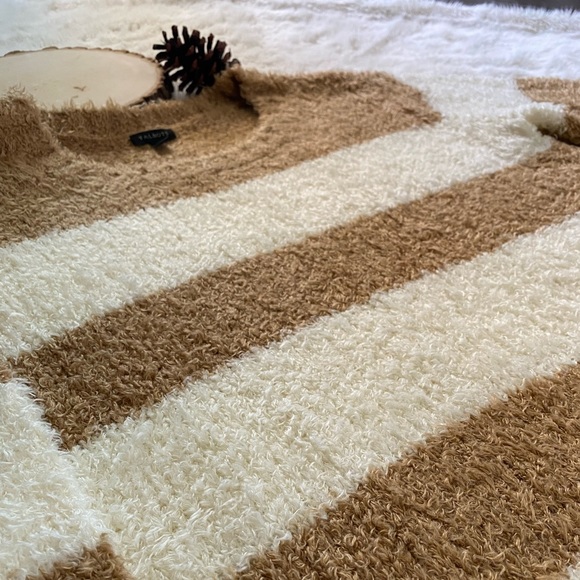 Talbots | Brown and White Striped Fuzzy Sweater - Picture 4 of 5